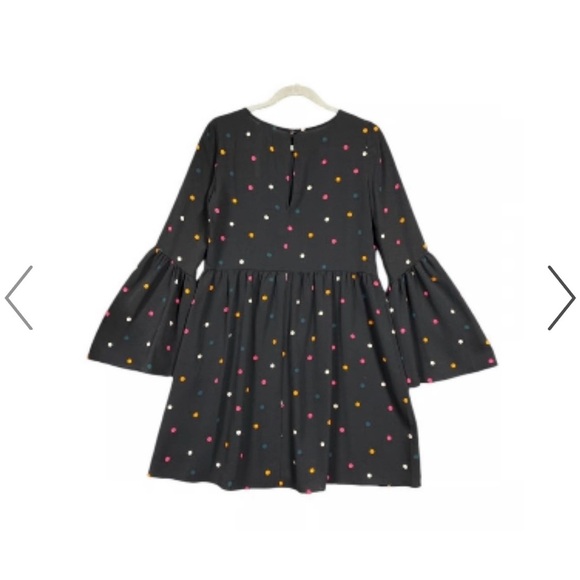 ASOS Black Long Bell Sleeve Colorful Polka Dot Print Mini Dress in Size 2 - Picture 10 of 10